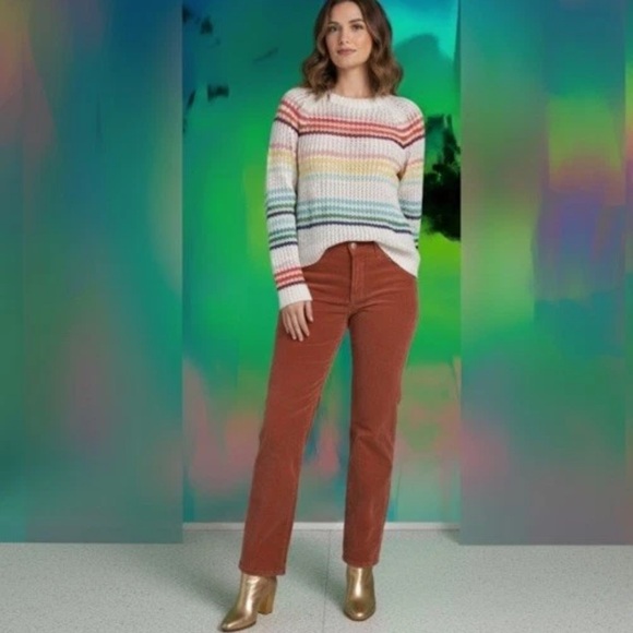 Talbots Rainbow Open Stitch Raglan Happy Stripe Sweater
MEDIUM - Picture 11 of 13